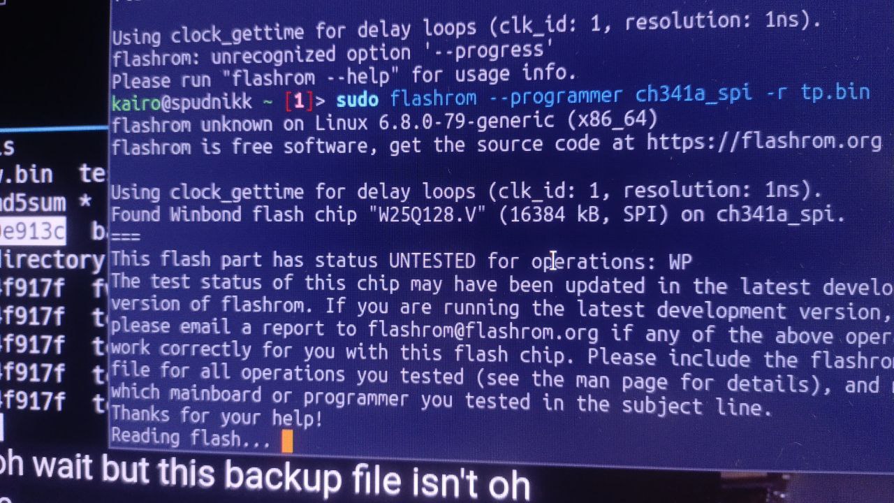 Firmware extraction via flashrom