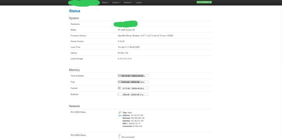 Accessed the web interface