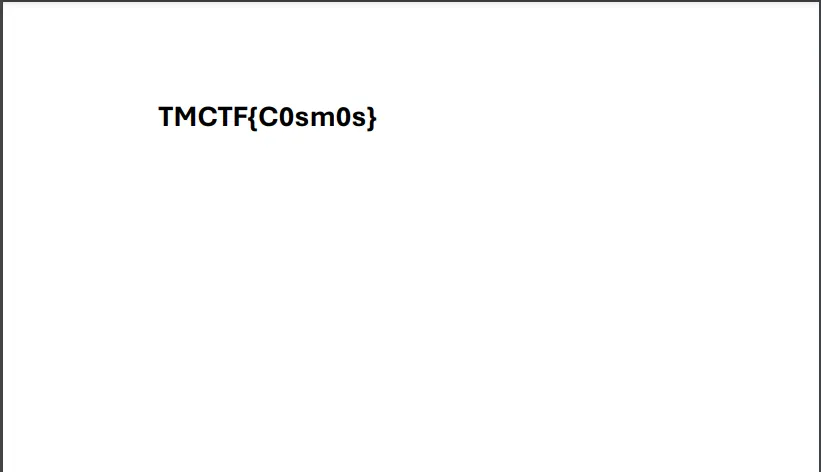 FLAG: TMCTF{C0sm0s}