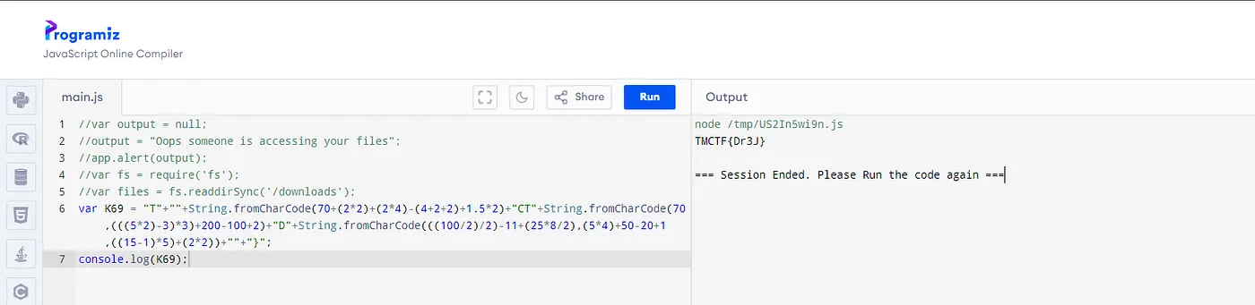 FLAG: TMCTF{Dr3J}