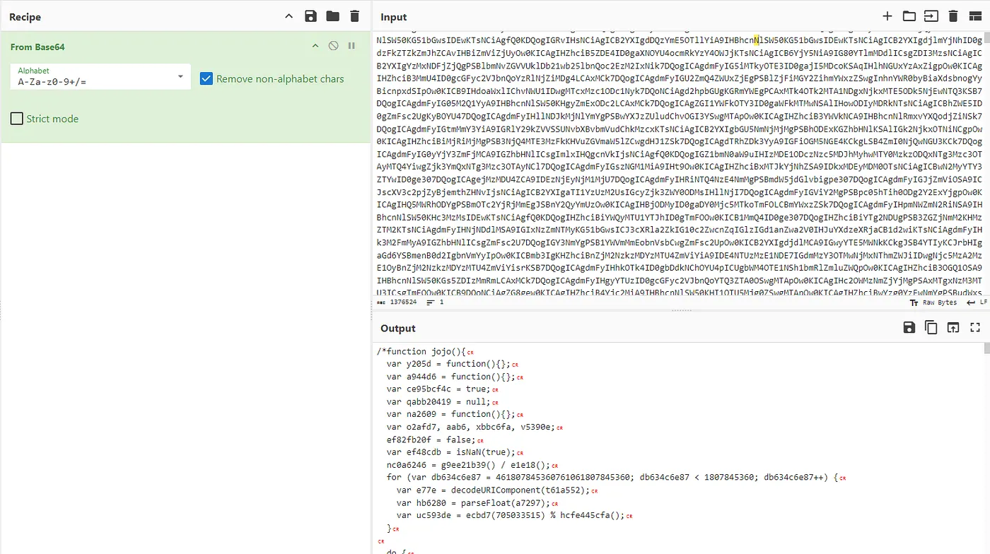 Decoded base64 result